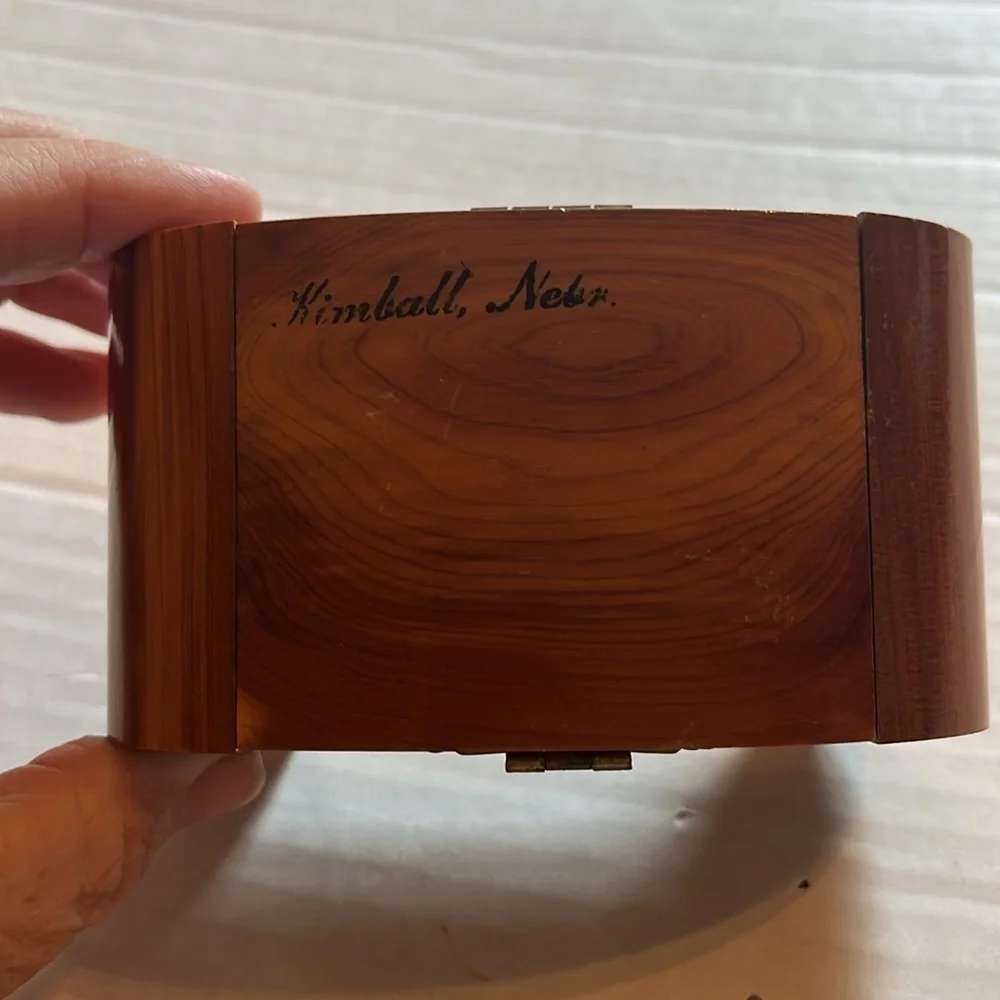 VTG 1950s-wooden trinket box-latch and hinges jewelry box. Kimball, Nebraska.